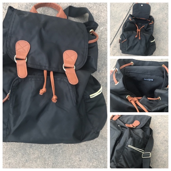 American Eagle Outfitters Handbags - American Eagle - black Backpack - Black and Tan